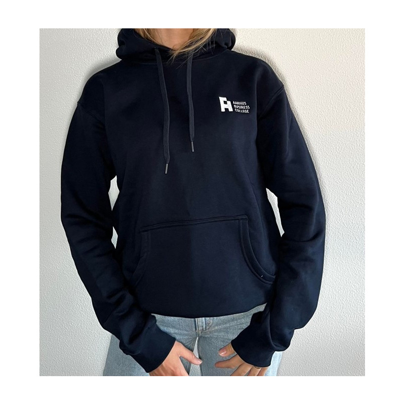 Hættetrøje, hvidt logo, navy, unisex